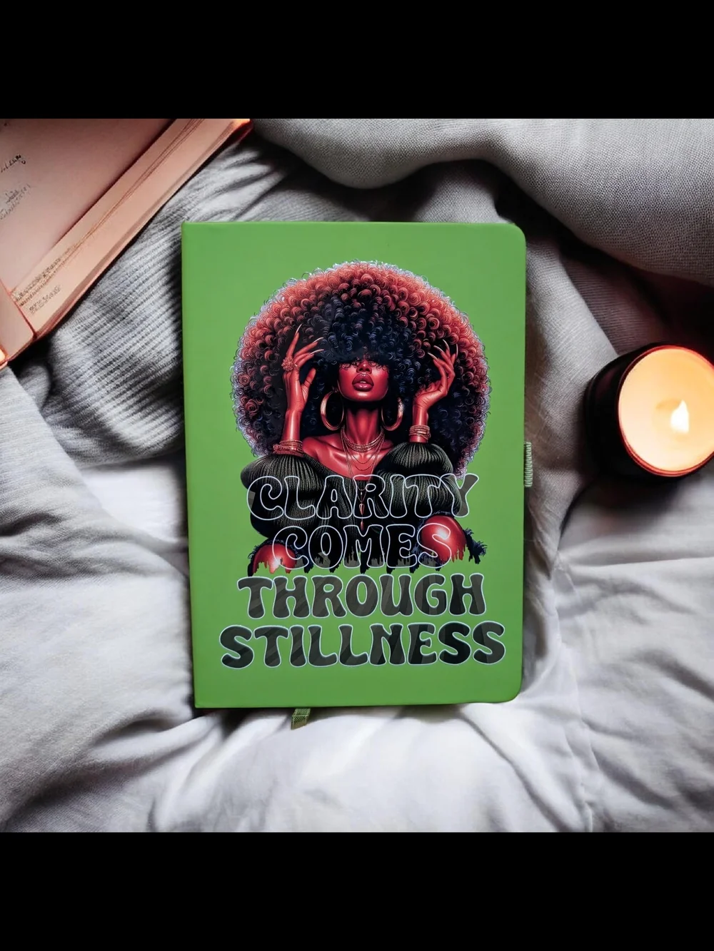 Green 'Clarity Comes Through Stillness' Hardcover Notebook